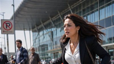 وهي بتجري عشان تلحق طيارتها 